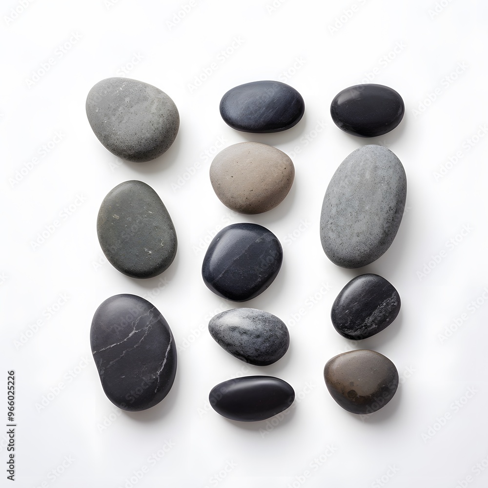 smooth pebbles on a white background smooth pebbles on a white background