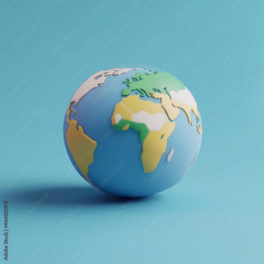 Fototapeta premium 3D World Icon: Global Representation and Earth Illustration Logo