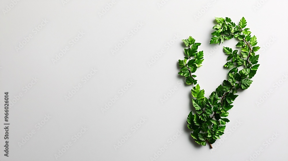 A Small Carbon Footprint Symbol Made of Green Leaves Signifying Environmental Protection Against a Crisp White Background A Small Carbon Footprint Symbol Made of Green Leaves Signifying Environmental Protection Against a Crisp White Background
