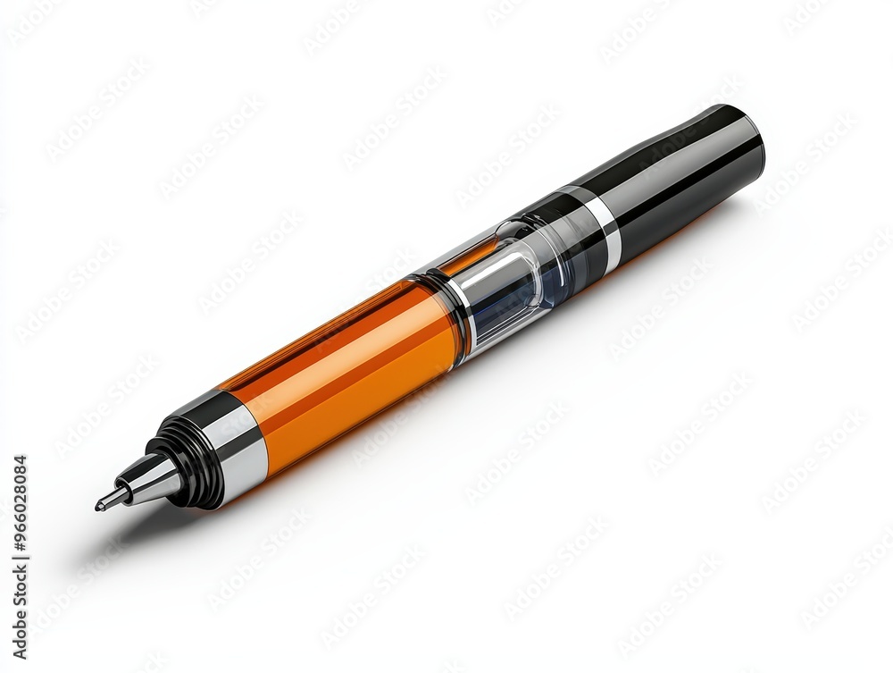 A sleek and modern vape pen showcasing a vibrant orange design against a clean background. A sleek and modern vape pen showcasing a vibrant orange design against a clean background.