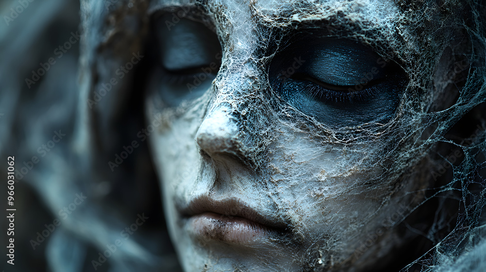 Naklejka premium The Gothic Mask in a Cobwebbed Corner