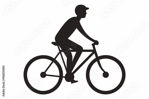 silhouette of a person riding a bicycle, man on bicycle silhouette vector illustration