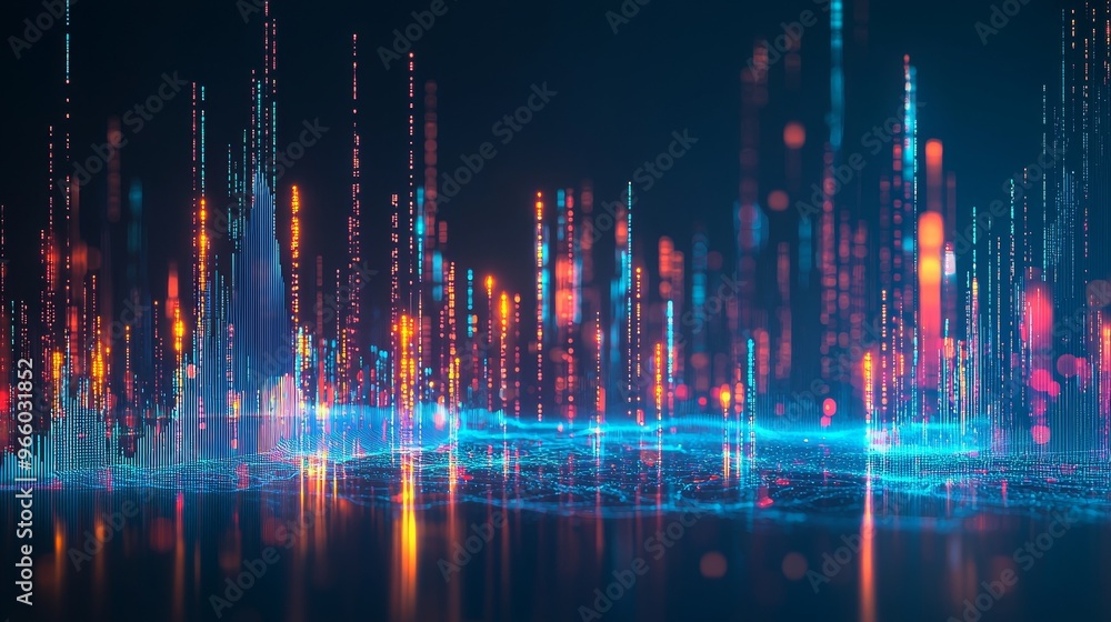 Illustration of cyber data torrent on a computer website, security safety, hacking a business's network Illustration of cyber data torrent on a computer website, security safety, hacking a business's network