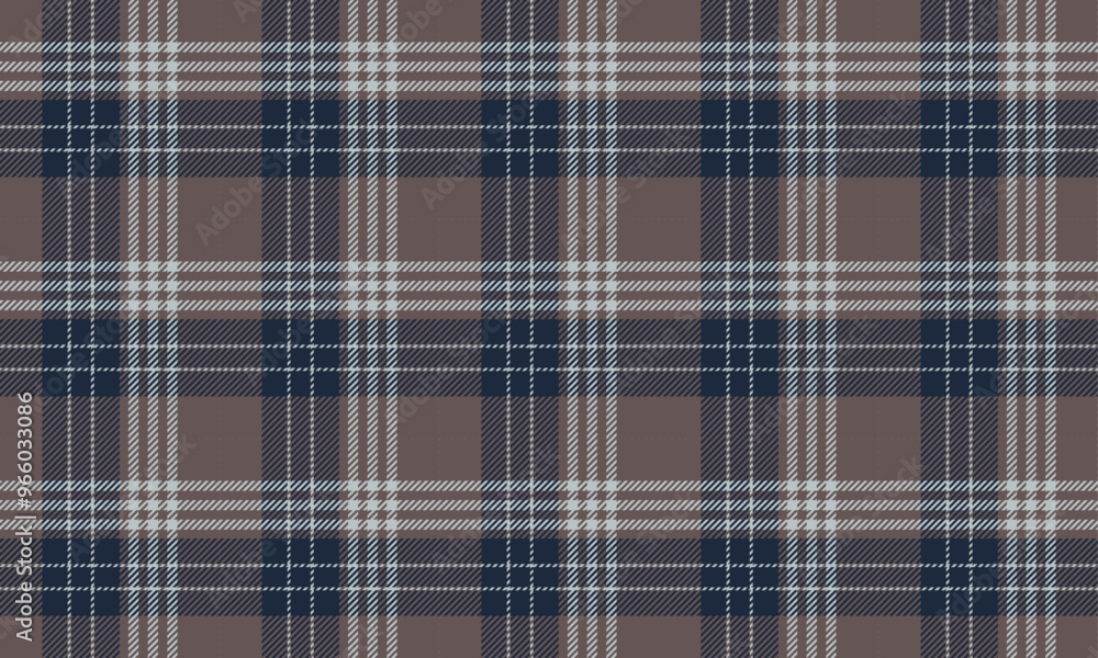 Fototapeta premium Plaid fabric pattern, brown, navy, gray, seamless for textile and design clothes skirt pants apron tablecloth blanket or decoration. Vector illustration.