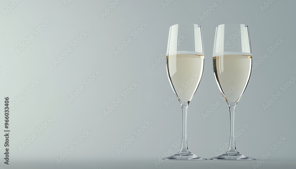 Two Champagne Flutes with Sparkling White Wine Two Champagne Flutes with Sparkling White Wine