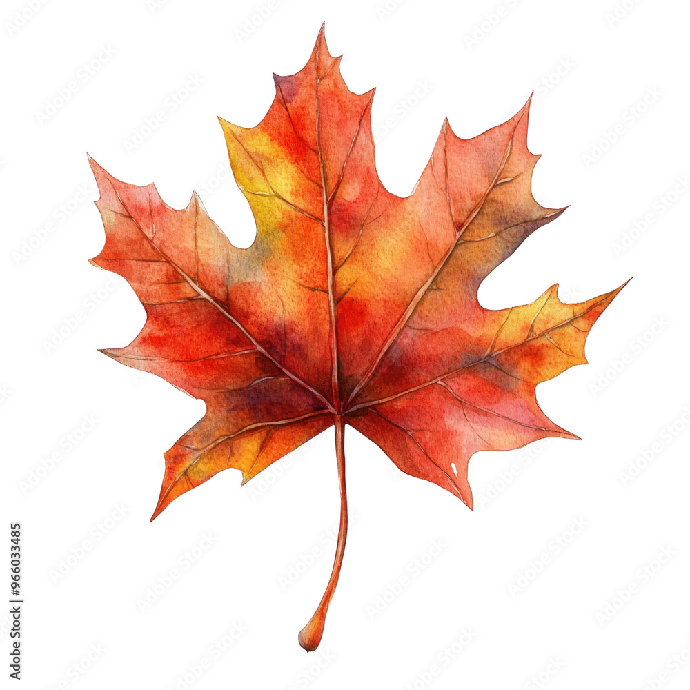 Obraz premium Autumn's Embrace A Single Maple Leaf in Vibrant Hues.