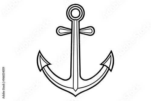 An anchor line art vector art illustration