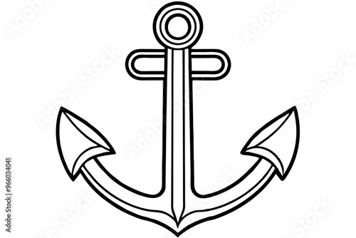 An anchor line art vector art illustration