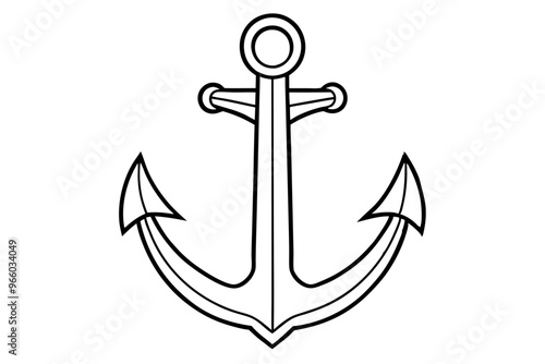 An anchor line art vector art illustration