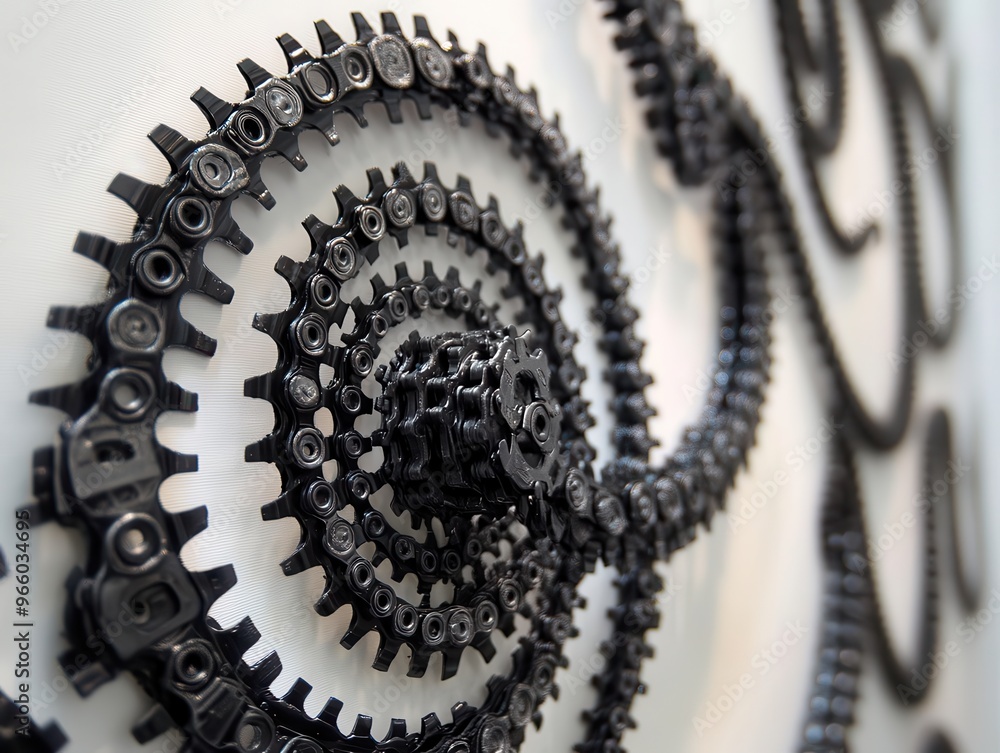 Cycling Symmetry: Intricate Spiral of Bicycle Chain in Mechanical Minimalism Cycling Symmetry: Intricate Spiral of Bicycle Chain in Mechanical Minimalism