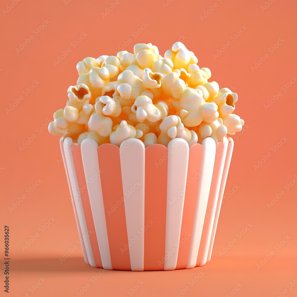 3D Popcorn Icon: Movie Snack and Popped Corn Treat Illustration Logo 3D Popcorn Icon: Movie Snack and Popped Corn Treat Illustration Logo