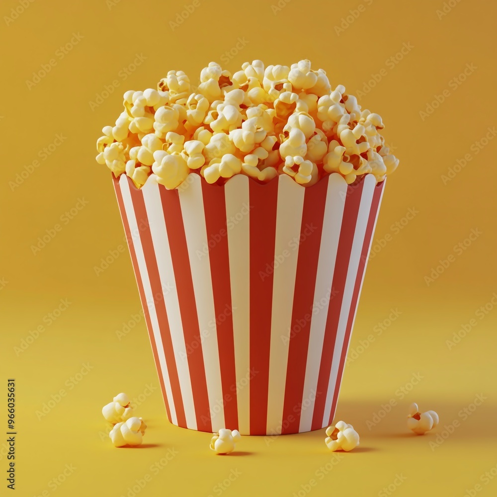 3D Popcorn Icon: Movie Snack and Popped Corn Treat Illustration Logo 3D Popcorn Icon: Movie Snack and Popped Corn Treat Illustration Logo