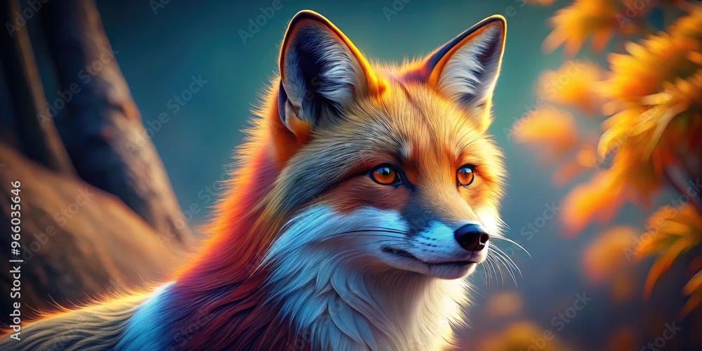 Fototapeta premium A Three-Dimensional Computer-Generated Image Of A Fox With Realistic Fur, Detailed Features, And A Vibrant Color Scheme.