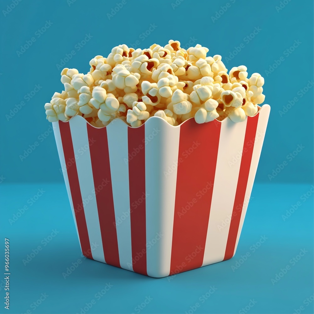 3D Popcorn Icon: Movie Snack and Popped Corn Treat Illustration Logo 3D Popcorn Icon: Movie Snack and Popped Corn Treat Illustration Logo