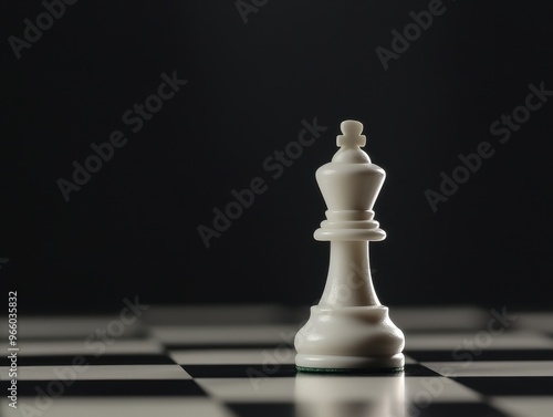 Strategic Simplicity: Lone White Chess Piece on Black Board