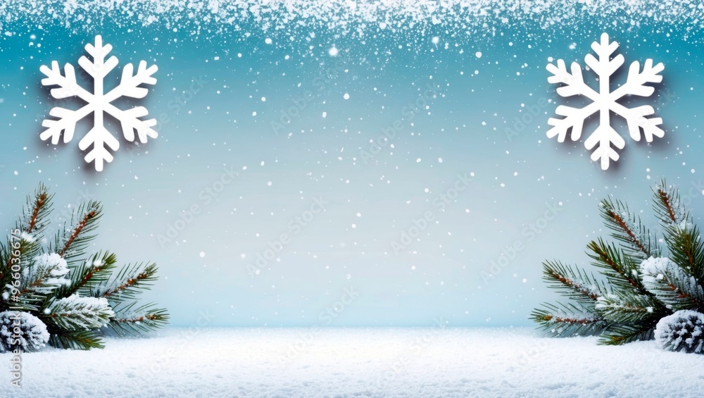 Winter background with snowflakes and branches Winter background with snowflakes and branches