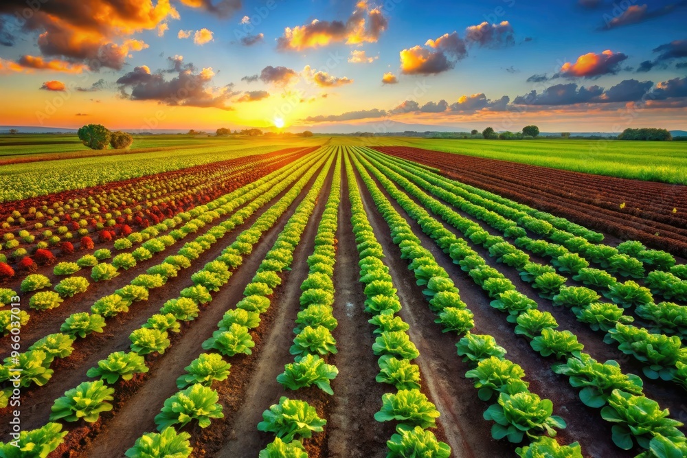 A Vibrant Field Of Crops Nourished By The Application Of Granular Fertilizer, Promoting Growth And Abundance A Vibrant Field Of Crops Nourished By The Application Of Granular Fertilizer, Promoting Growth And Abundance
