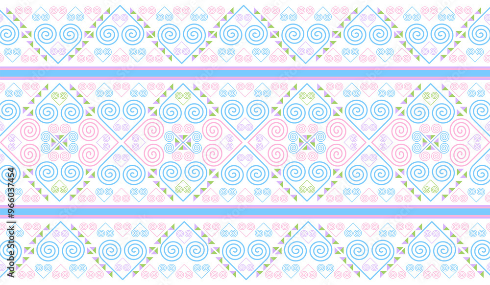 The Hmong ethnic fabric pattern is a spiral line pattern that intertwines in the shape of a heart, which is a unique symbol of the Hmong ethnic group. It can be used to design clothes, bags, and other The Hmong ethnic fabric pattern is a spiral line pattern that intertwines in the shape of a heart, which is a unique symbol of the Hmong ethnic group. It can be used to design clothes, bags, and other