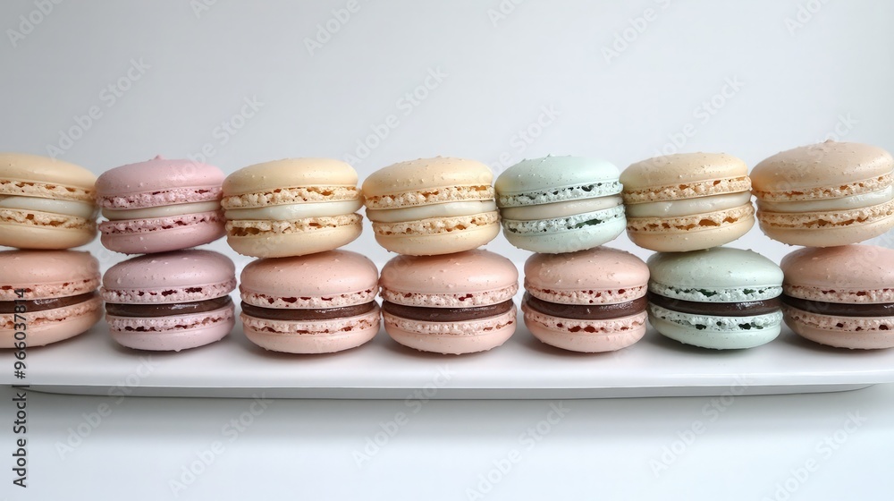 Fototapeta premium Colorful Macarons on a White Plate
