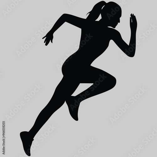 silhouette of a person jumping woman, sport, vector, runner, dance, 