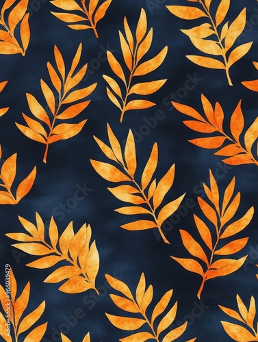 Colorful fall leaves pattern on a dark background showcasing autumn's vibrant...