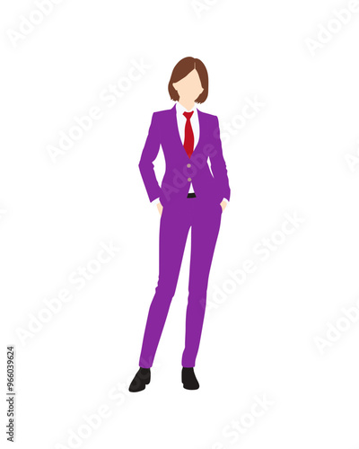 Flat vector people and illustration, woman with formal executive outfit