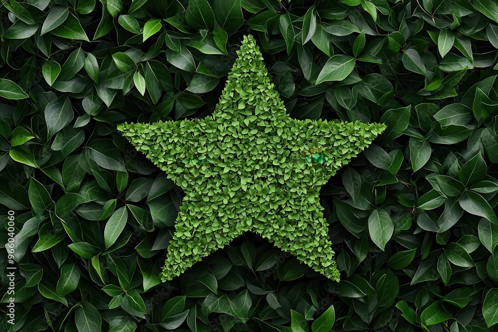 Obraz premium Star-shaped green tree logo, representing eco-friendly excellence in design and sustainability, star-shaped tree logo, eco-conscious branding