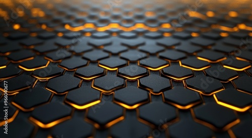 Textured hexagonal pattern with glowing edges creating a modern and futuristi...