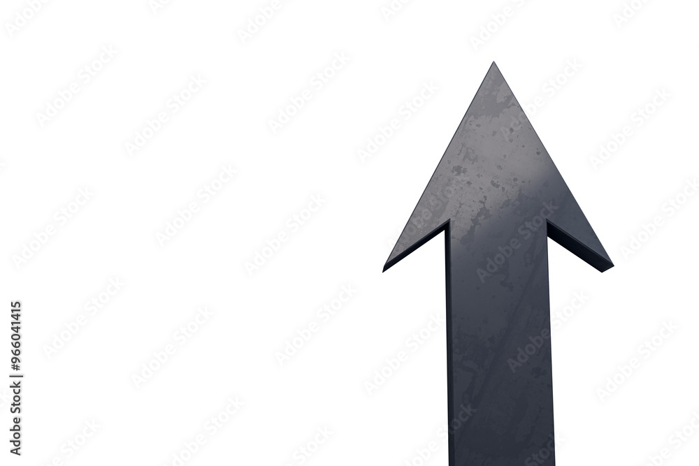 Black upward arrow isolated on a white background. Simple and clean design element for various graphic projects. 3D Rendering