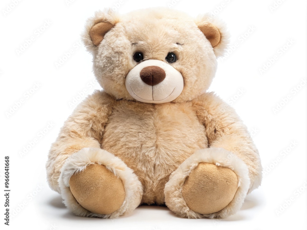 Adorable, oversized plush bear with soft, fluffy fur and a sweet facial expression, sitting comfortably on a white background, exuding warmth and cuddliness. Adorable, oversized plush bear with soft, fluffy fur and a sweet facial expression, sitting comfortably on a white background, exuding warmth and cuddliness.