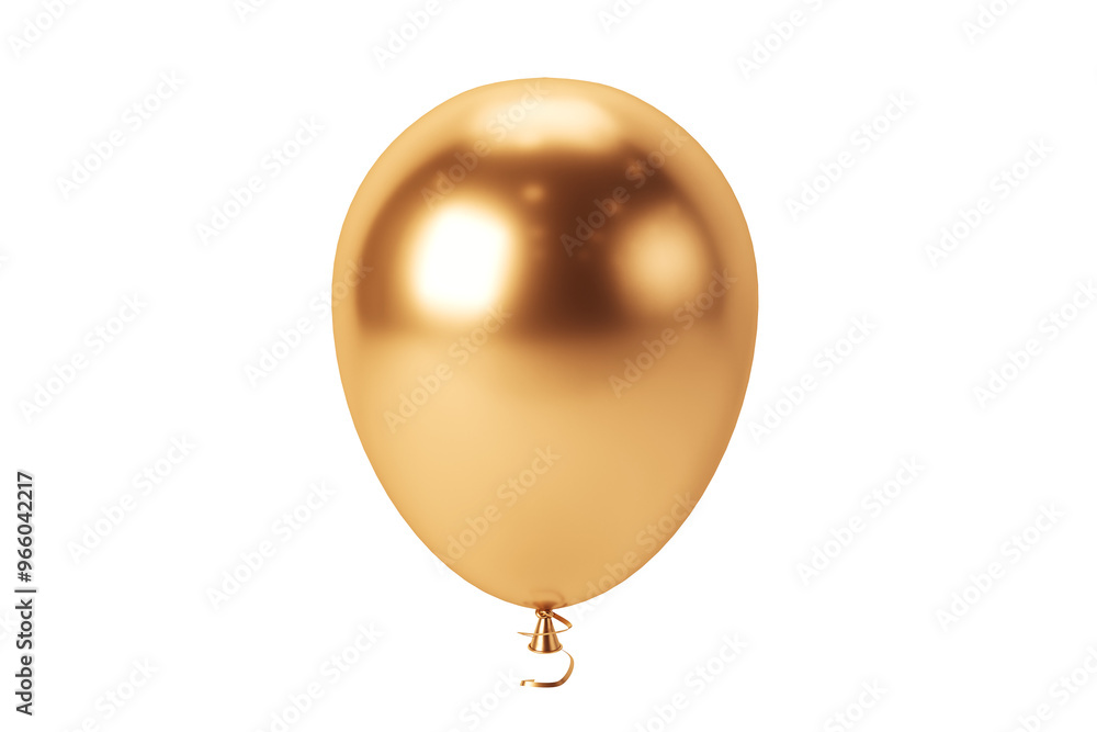 A single golden balloon isolated on a white background. Clean design concept. 3D Rendering A single golden balloon isolated on a white background. Clean design concept. 3D Rendering