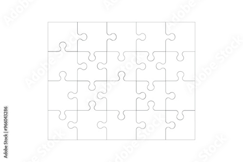 Puzzle pieces vector set. Puzzle jigsaw on white background. Set of puzzle pieces. Vector illustration