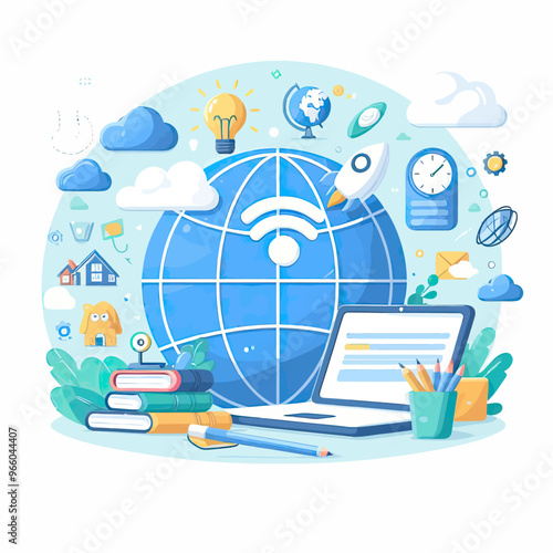 Vector image representing the world of internet and communication