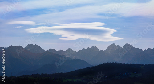 Fototapeta Naklejka Na Ścianę i Meble -   landscape mountain peaks with clouds. Rzepiska. Poland