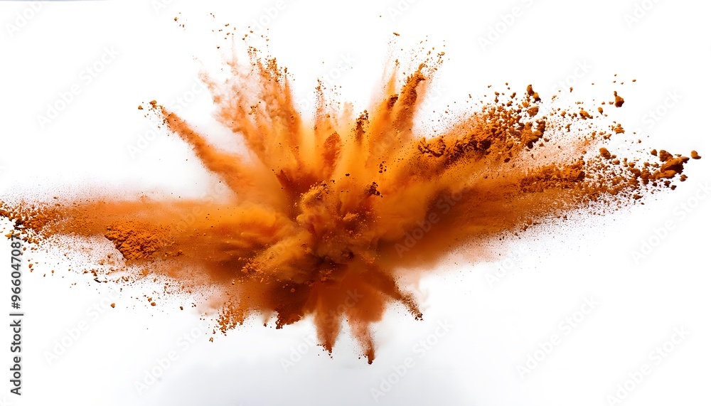bright orange holi powder explosion burst isolated on white background bright orange holi powder explosion burst isolated on white background