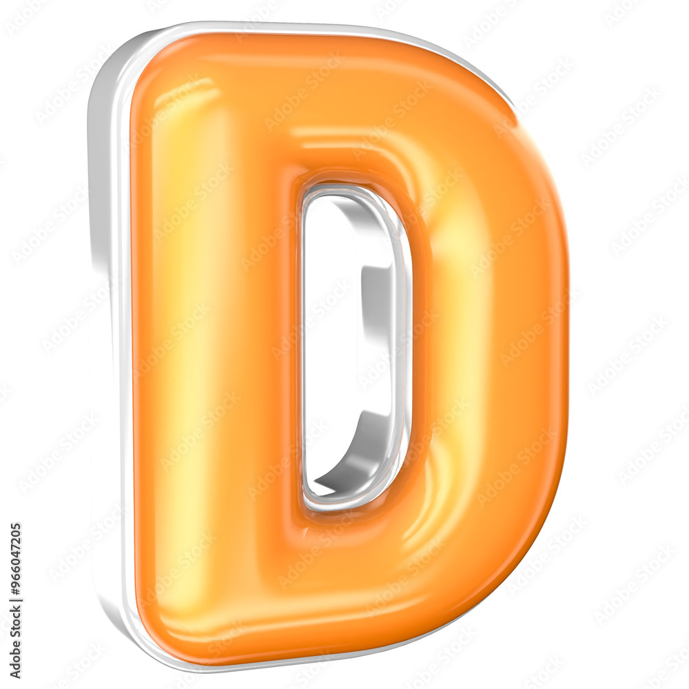 D Font 3D Render With White And Yellow D Font 3D Render With White And Yellow
