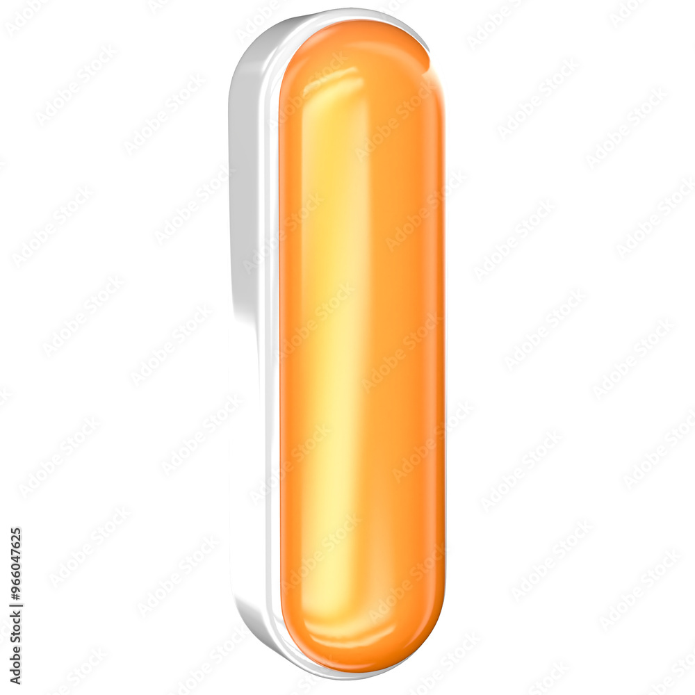 I Font 3D Render With White And Yellow I Font 3D Render With White And Yellow