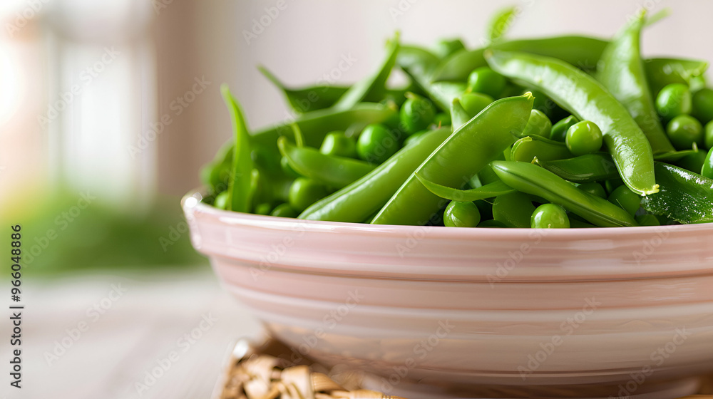 Pink Platter With Sugar Snaps Inside Serving Baske