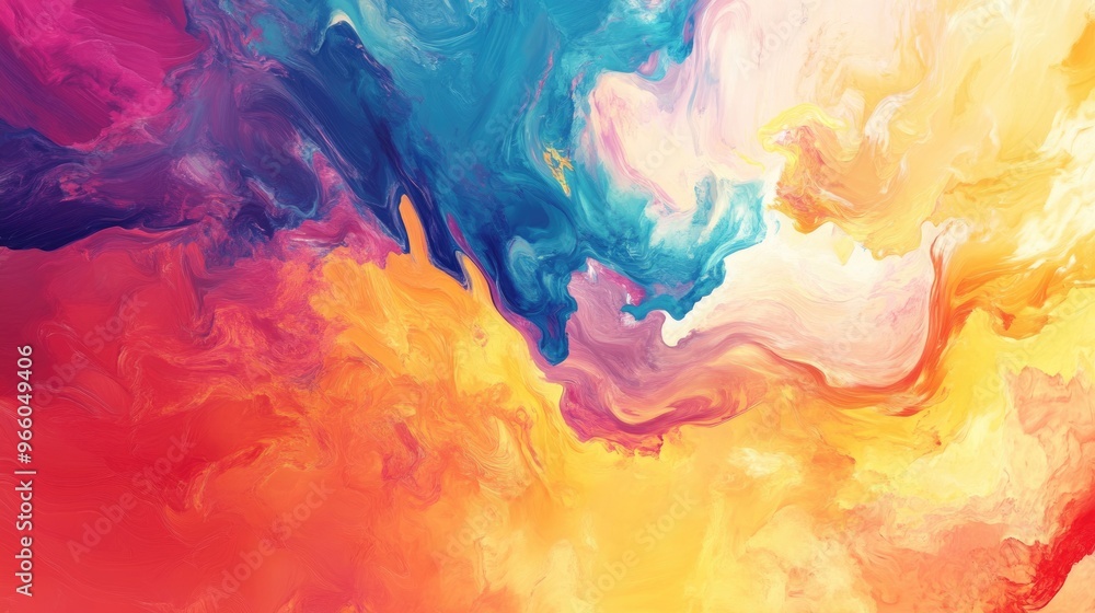 Artistic Abstraction: A Modern Wave Banner with Bright Glowing Colours Artistic Abstraction: A Modern Wave Banner with Bright Glowing Colours