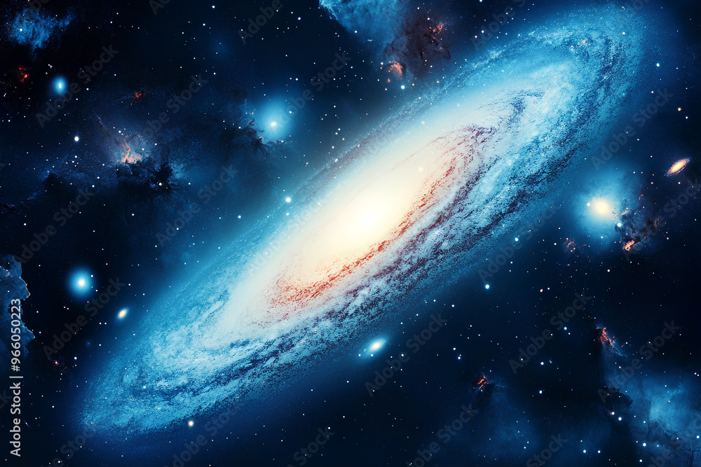 Obraz premium A stunning depiction of a spiral galaxy in deep space, highlighting cosmic beauty and mystery.