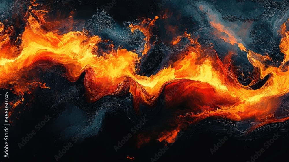 Inferno Blaze: Abstract Artistic Interpretation of Fiery Flames in Black and Red Inferno Blaze: Abstract Artistic Interpretation of Fiery Flames in Black and Red