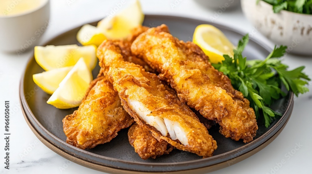 Crispy Fried Fish with Lemon Wedges Crispy Fried Fish with Lemon Wedges