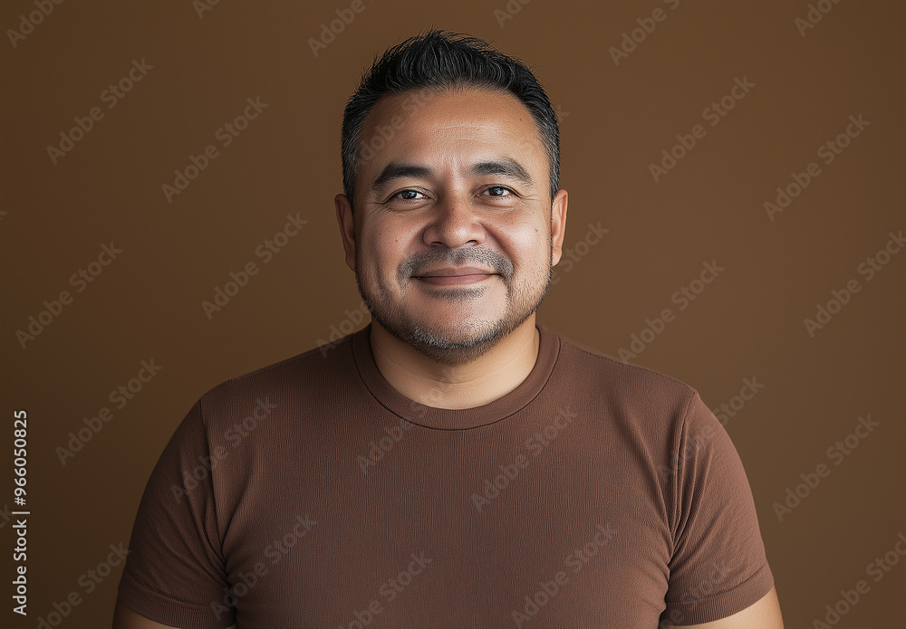 Portrait Of a Confident Young Smart Looking Man Wearing a Brown T-shirt Portrait Of a Confident Young Smart Looking Man Wearing a Brown T-shirt