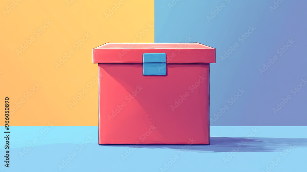 Ballot box flat design front view election theme cartoon drawing. Generative ai. Ballot box flat design front view election theme cartoon drawing. Generative ai.