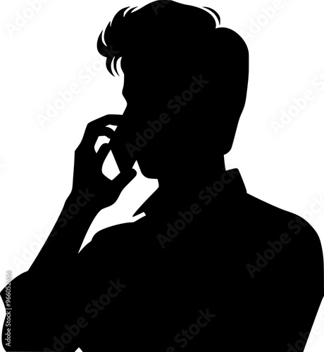 Minimalist Phone Conversation Pose Illustration for Design and Media Concepts