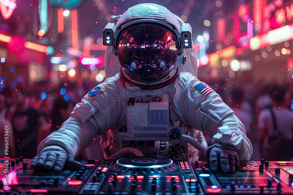 Stylish Generative AI photo, music fest dj deejay working at night club event rave stereo Stylish Generative AI photo, music fest dj deejay working at night club event rave stereo