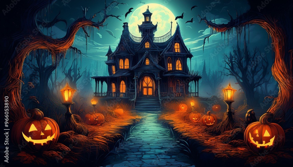 Halloween Haunted Mansion Creepy Atmosphere in a Scary House Halloween Haunted Mansion Creepy Atmosphere in a Scary House