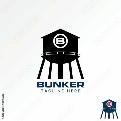 Logo design graphic concept abstract creative premium vector stock storage tank bunker water tower. Related to home property house structure building