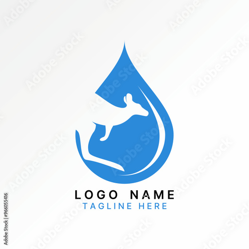 Logo design graphic concept abstract creative premium vector stock aqua water drop jump kangaroo australia symbol Related nature zoo wild animal mammal