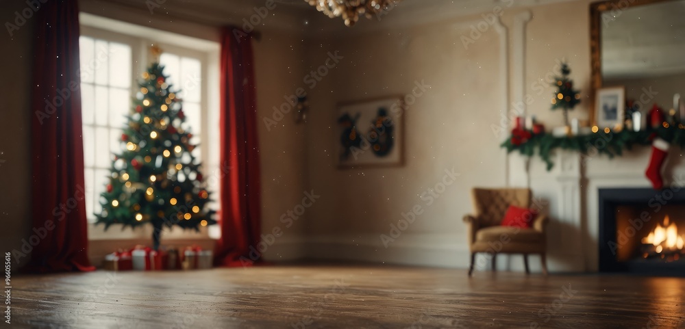 Empty defocused christmas room with copy space Empty defocused christmas room with copy space